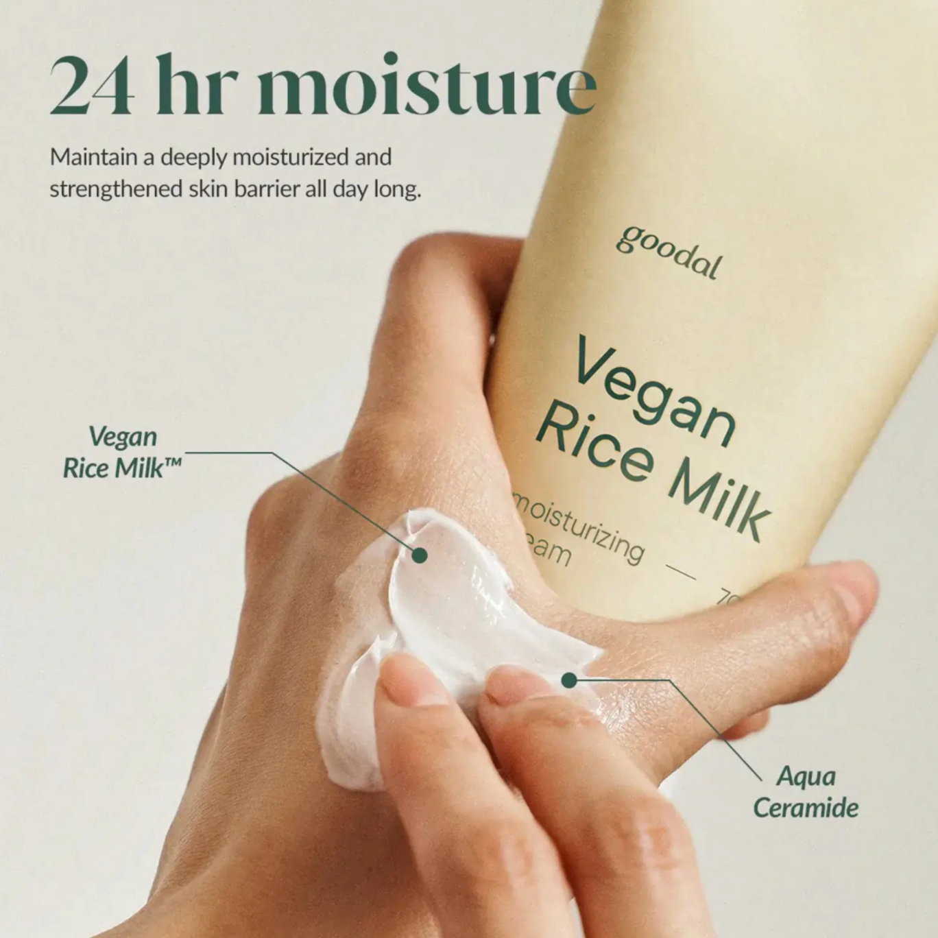 Goodal Vegan Rice Milk Moisturizing Cream. De veganistische vochtinbrengende crème is geformuleerd met rijstemelk