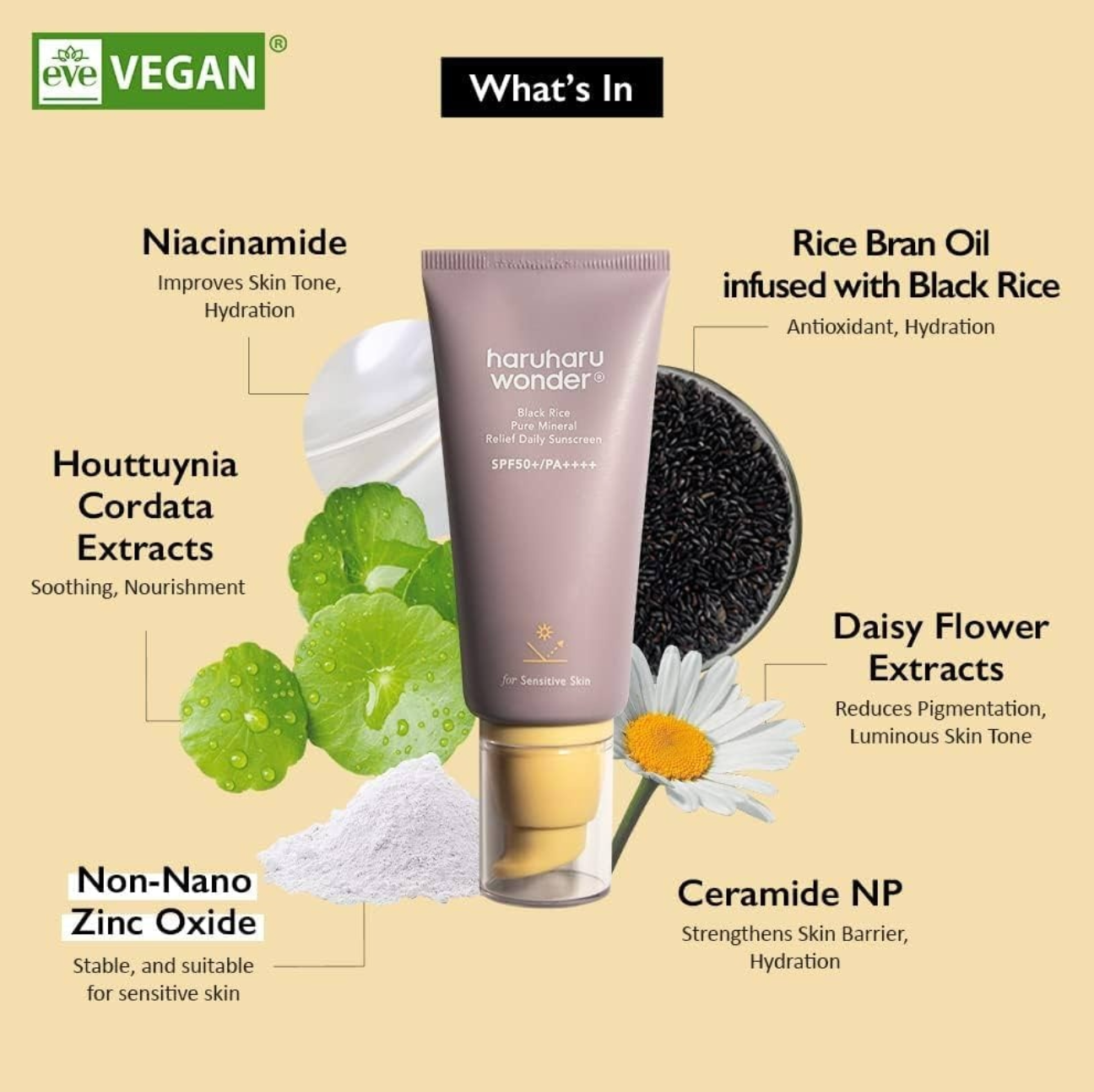 HaruHaru Wonder Black Rice Pure Mineral Relief Daily Sunscreen is een non-nano minerale zonnebrandcrème