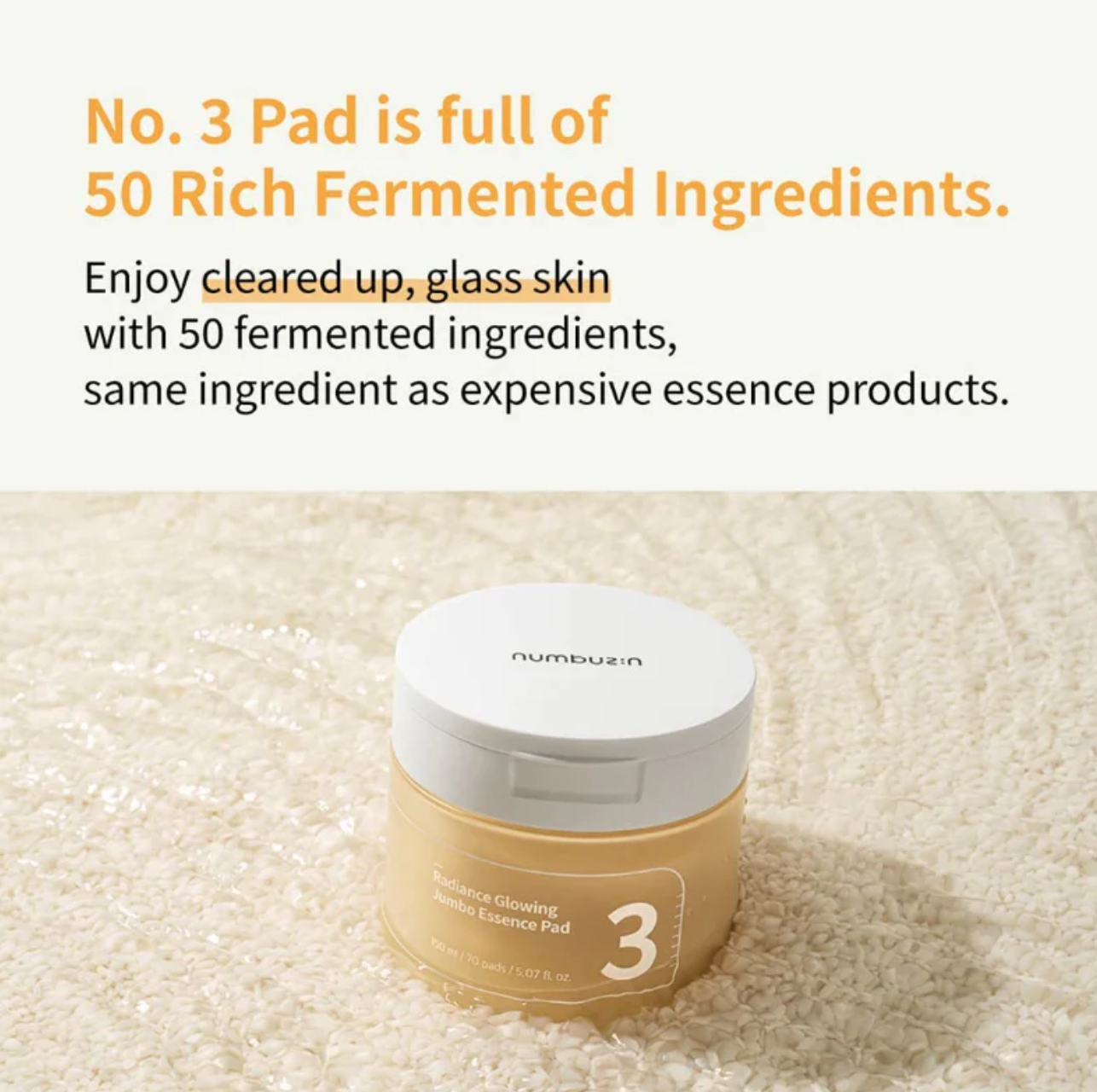 Numbuzin No.3 Radiance Glowing Jumbo Essence Pad 