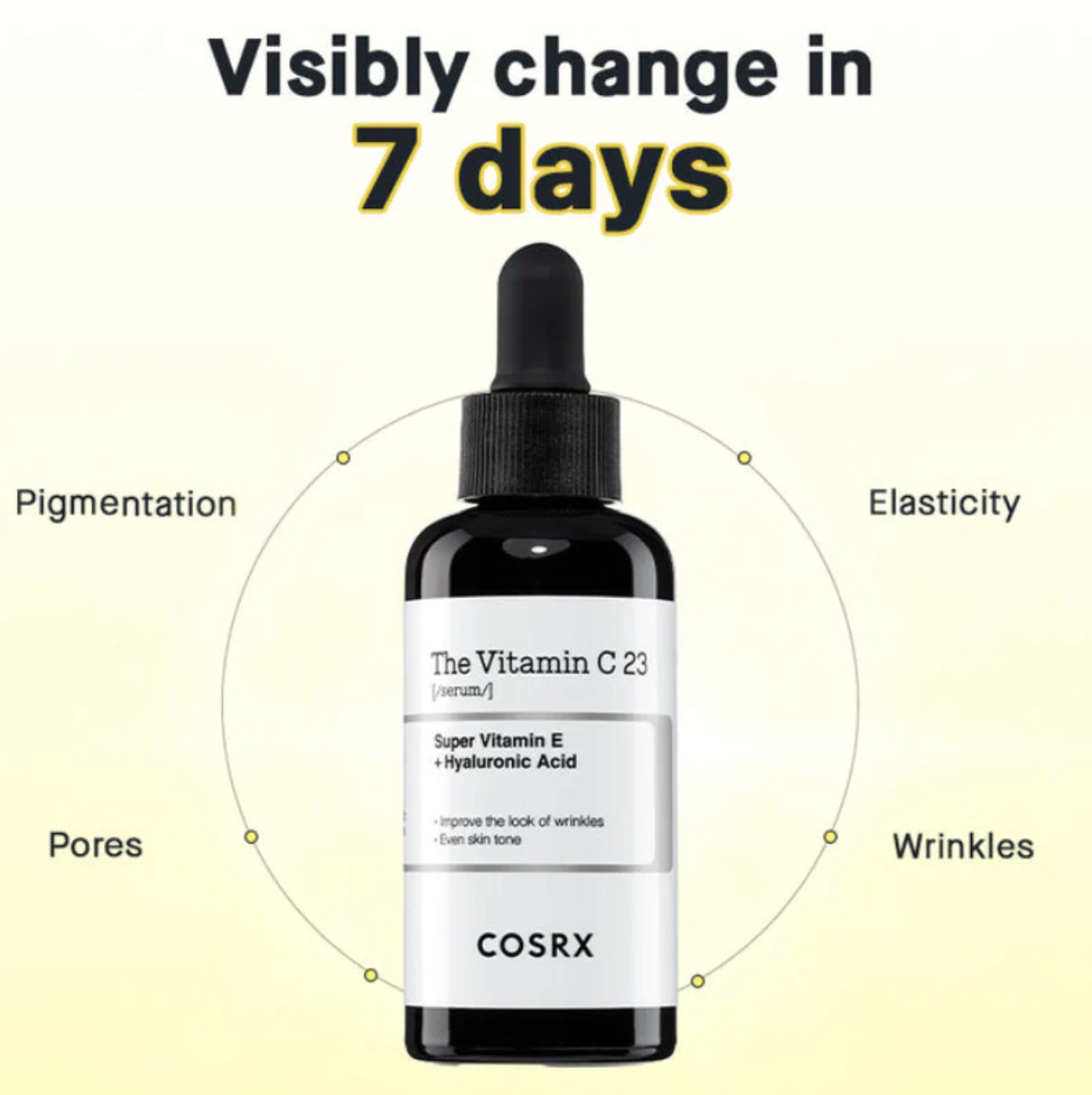 COSRX The Vitamin C 23 Serum zit boordevol ingrediënten die de doffe huid revitaliseren en de teint egaliseren.