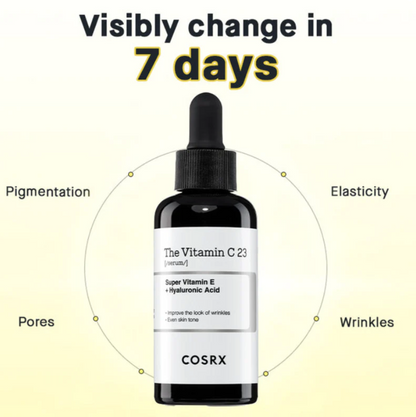 COSRX The Vitamin C 23 Serum zit boordevol ingrediënten die de doffe huid revitaliseren en de teint egaliseren.