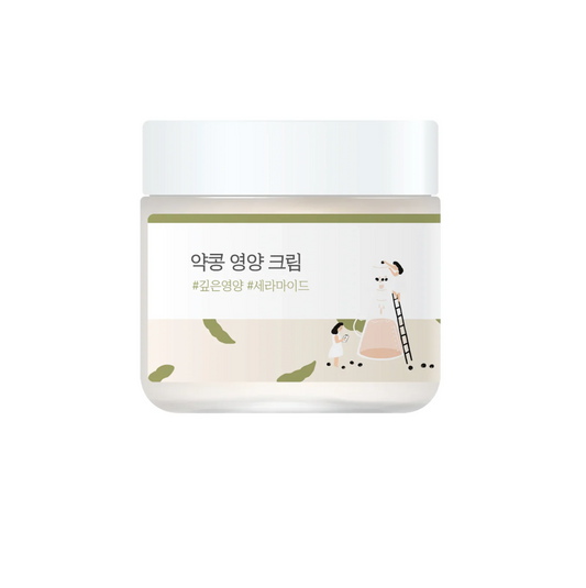 Round Lab Soybean Nourishing Cream is een kalmerende en hydraterende crème. Het bevat Adenosine waarvan bekend is dat het een sterk rimpelverminderend effect heeft