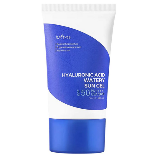 Isntree Hyaluronic Acid Watery Sun Gel SPF50+ PA++++ is een zonnebrand met chemische filters die de huid niet alleen beschermt tegen zowel UVA- en UVB stralen