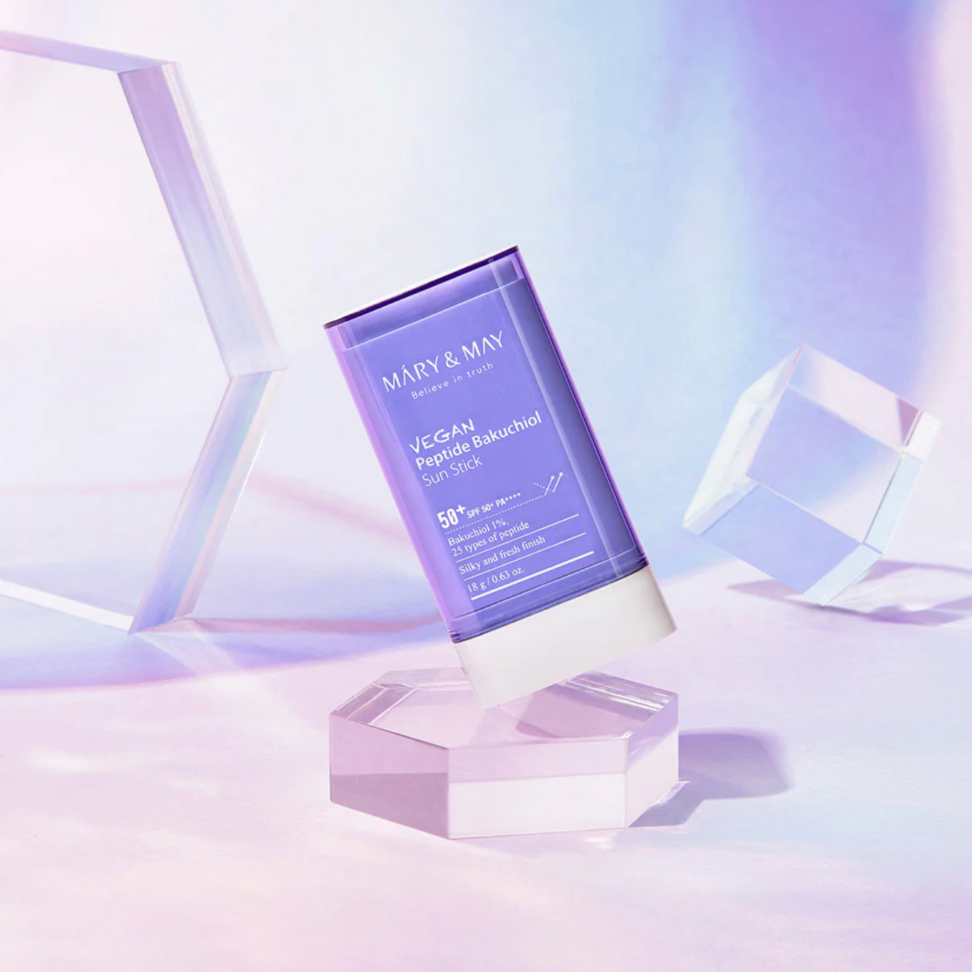 Mary & May Vegan Peptide Bakuchiol Sun Stick SPF 50+ PA+++ bevat Bakuchiol Extract om de huid te herstellen, 25 soorten Peptiden om de collageensynthese