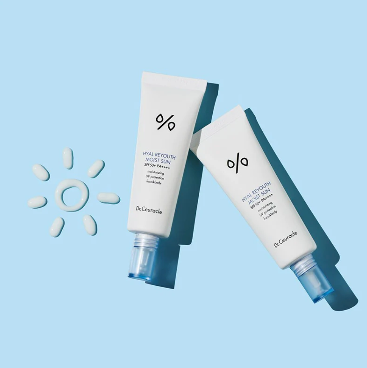 Dr. Ceuracle Hyal Reyouth Moist Sun  SPF 50 PA+++ is doordrenkt met maar liefst 10 soorten hyaluronzuur