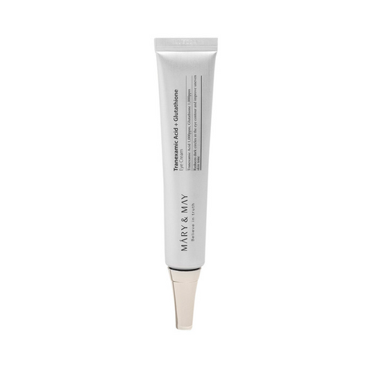 MARY & MAY Tranexamic Acid + Glutathion Eye Cream is een geweldige oogcrème die donkere kringen rond de ogen intensief verheldert en de vorming van oneffenheden voorkomt.